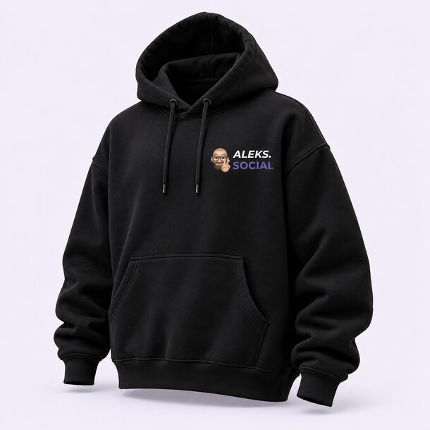 Schwarzer Hoodie im aleks.social Design