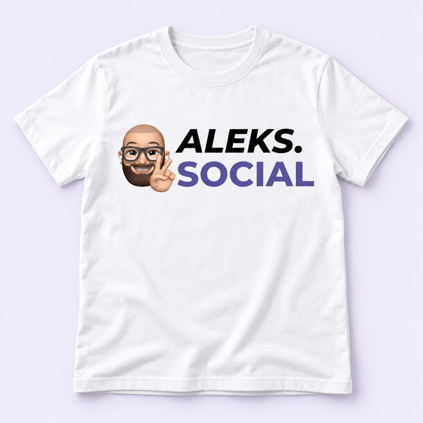T-Shirt mit fiktivem aleks.social Design