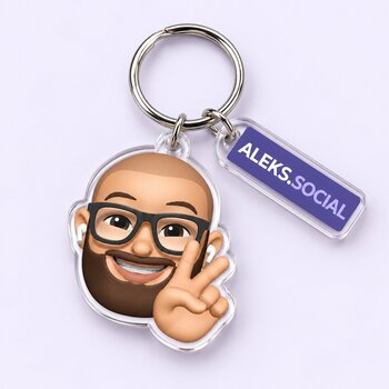 Schlüsselanhänger mit Aleks’ Avatar – fiktives Dummy-Design
